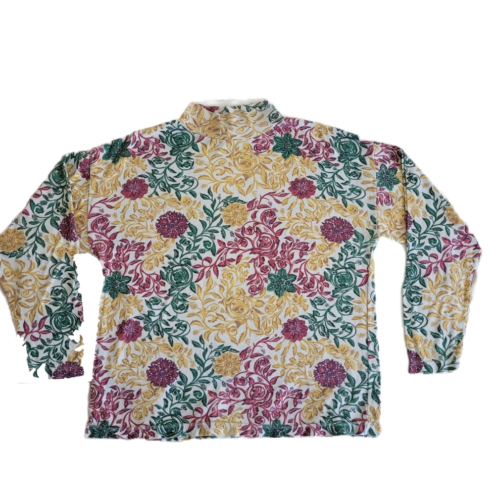 Vintage Ashleigh Morgan Floral Long Sleeve Mock Neck Top | Size M